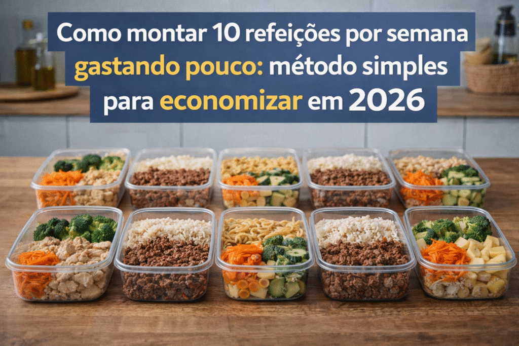 Como montar 10 refeições por semana gastando pouco: método simples para economizar em 2026